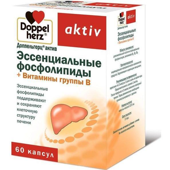 Доппельгерц маңызды фосфолипидтер + В дәрумендері капсулалар № 60
